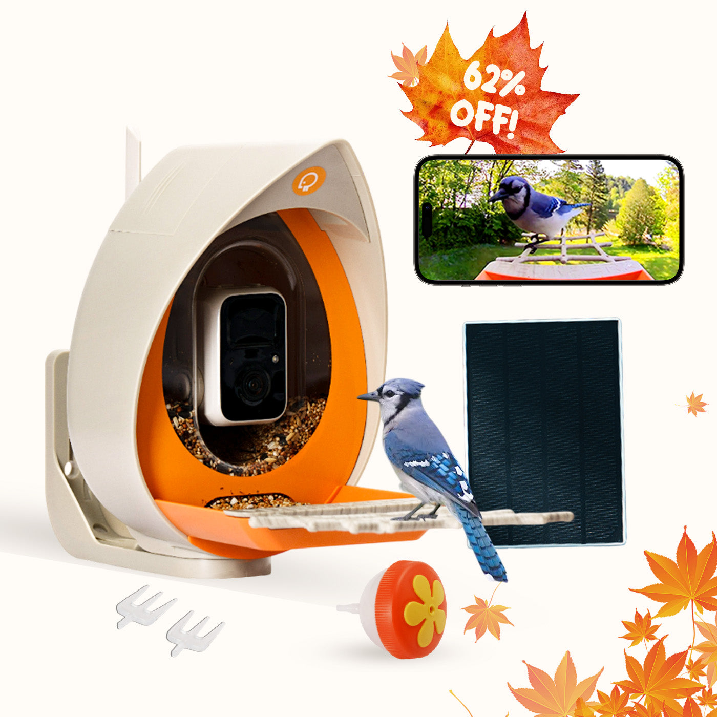 PeckPerk Smart Bird Feeder with Solar Panel (Premium Model: Essential + 2 year VIP)