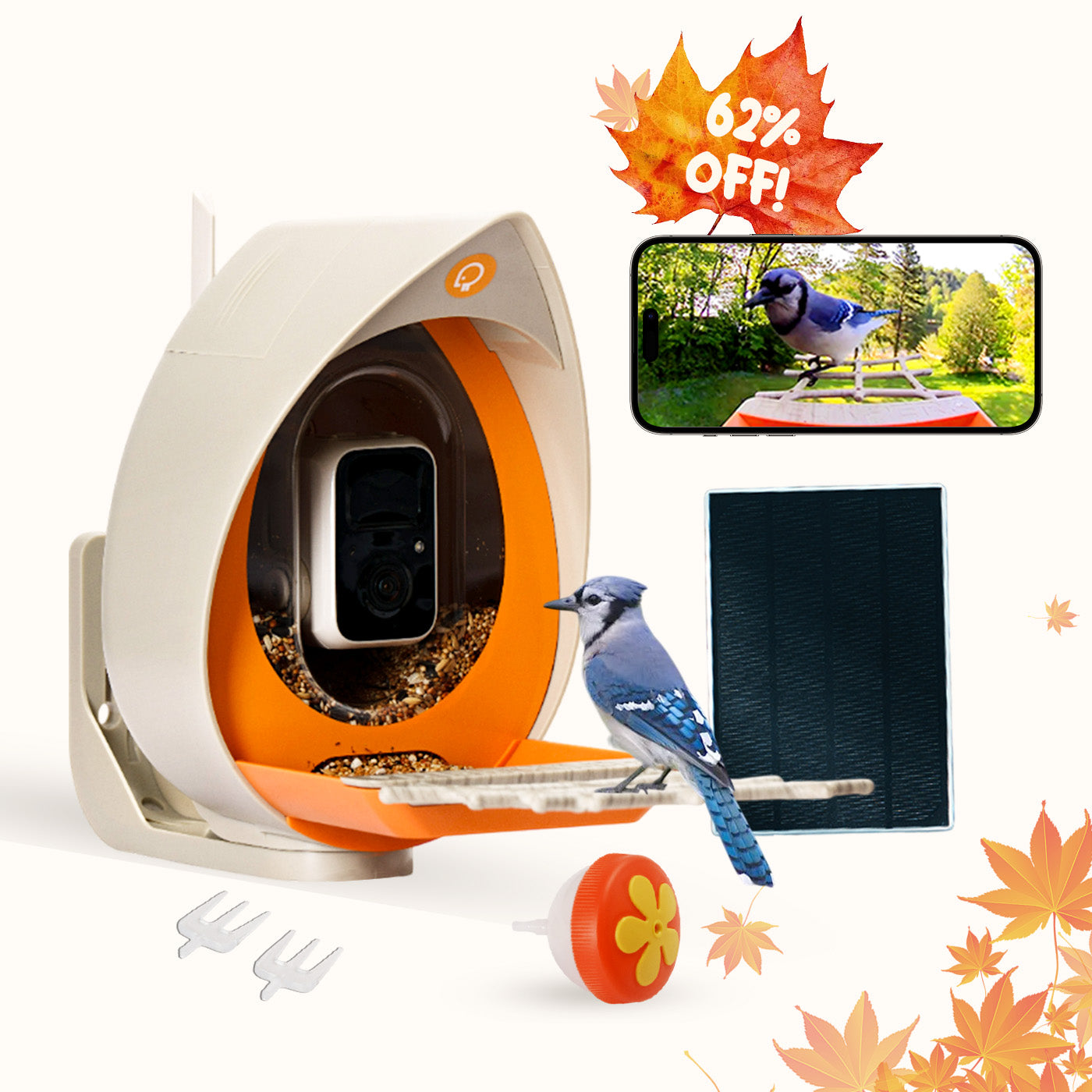PeckPerk Smart Bird Feeder with Solar Panel (Premium Model: Essential + 2 year VIP)